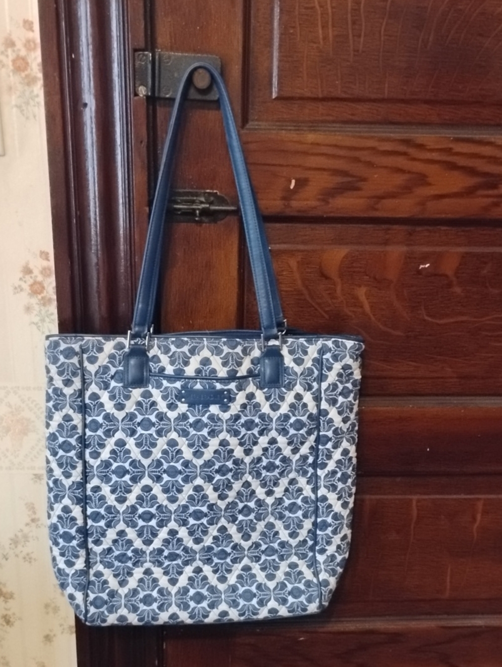 Vera Bradley Navy and White Floral Quilted Tote